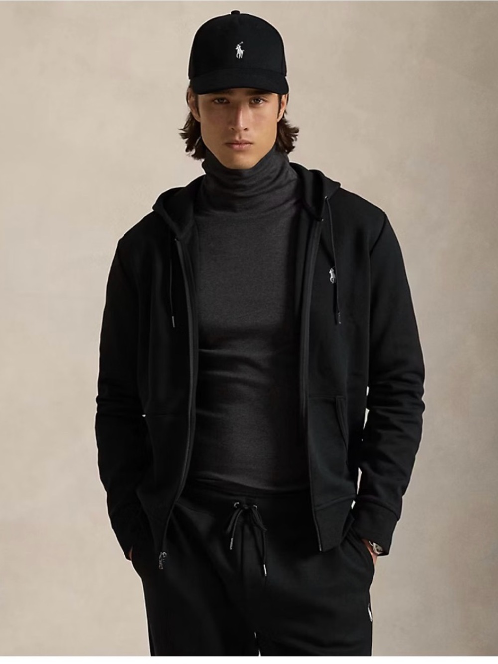 Polo by Ralph Lauren Black full-zip Hoodie mens size L in black